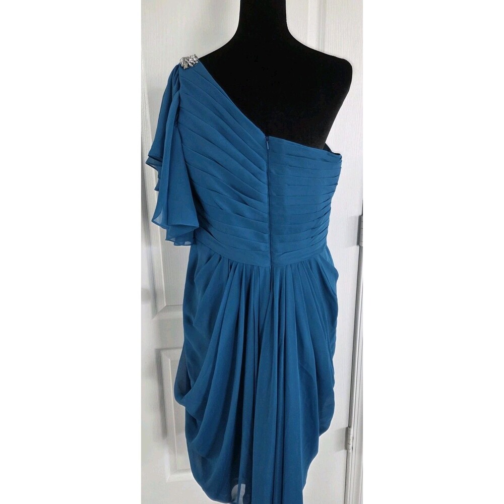 Jasmine Bridal 'Jade' collection cocktail One-shoulder dress in Blue Chiffon -14 - Picture 7 of 14